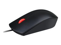 Lenovo Essential - Mus - höger- och vänsterhänta - optisk - 3 knappar - kabelansluten - USB - svart 4Y50R20863