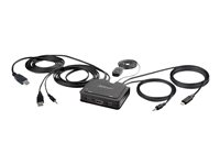 StarTech.com 2-Port Hybrid USB-C HDMI Cable KVM Switch, 4K 60Hz, Compact KVM with 6ft/1.8m USB-A/HDMI/Audio & 4ft/1.2m USB-C Integrated Host Cables, Bus Powered - Remote Push Button/Hotkey Switching (C2-H46-UAC-CBL-KVM) - Omkopplare för tangentbord/video/mus/ljud/USB - kompakt - 2 x KVM/ljud/USB - 1 lokal användare - skrivbordsmodell C2-H46-UAC-CBL-KVM