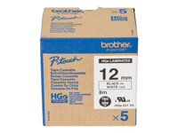 Brother HGE-231V5 - Svart på vitt - Rulle (1,2 cm x 8 m) 5 kassett(er) bandlaminat - för P-Touch PT-9500pc, PT-9800PCN; P-Touch R RL-700S HGE231V5