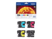 Brother LC980VALBPDR - 4-pack - svart, gul, cyan, magenta - original - blister - bläckpatron - för Brother DCP-145, 163, 165, 195, 365, 373, 375, 377, MFC-250, 290, 295, 297 LC980VALBPDR