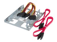 StarTech.com Dubbelt 2,5" till 3,5" HDD-fäste för SATA-hårddiskar ? 2,5" till 3,5" fäste för monteringsfack för 2 enheter - Adapter för lagringsfack - 3,5 till 2,5 tum - stål - för P/N: 25S22M2NGFFR, S322M225R, SAT2M2NGFF25, SAT32M225, SAT32MSAT257, ST521PMINT BRACKET25X2