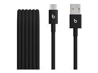 Beats - USB-kabel - USB (hane) till USB-C (hane) - USB 2.0 - 1.5 m - braided, USB Fast Charge (15W), förstärkt design - bultsvart (paket om 2) MDGH4ZM/A