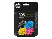 HP 308 - 2-pack - svart, gul, cyan, magenta - original - box - bläckpatron - för P/N: 714L9B#686, A24HNB#UUG, C2WR7A#B1H, C2XR6A#B1H 6L6S6UE
