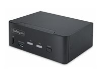 StarTech.com 2-Port Dual-Monitor DisplayPort KVM Switch, 8K 60Hz / 4K 144Hz, DP 1.4, 2x USB 10Gbps Ports, 4x USB HID Ports, Hotkey Switching, TAA Compliant - Omkopplare för tangentbord/video/mus/ljud/USB - 2 x KVM/ljud/USB - 1 lokal användare - skrivbordsmodell - TAA-kompatibel P2CDD143-KVM-SWITCH