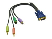 C2G Ultima 5-in-1 - Kabel för tangentbord/mus/video/ljud - PS/2, HD-15 (VGA), mini-phone stereo 3.5 mm (hane) till PS/2, HD-15 (VGA), mini-phone stereo 3.5 mm (hane) - 2 m - träkol 81730