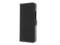 Insmat Exclusive - Vikbart fodral för mobiltelefon - genuint läder, kartong+papper, polykarbonat (PC), PU-beläggning - svart - för Sony XPERIA 10 VI 650-3253
