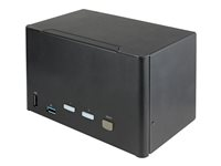 StarTech.com 2-ports DisplayPort KVM-switch för fyra skärmar - 4K 60 Hz UHD HDR - Desktop 4K DP 1.2 KVM med 2 portar USB 3.0-hubb (5 Gbps) och 4x USB 2.0 HID-portar, ljud - Snabbtangenter för omkoppling - TAA - Omkopplare för tangentbord/video/mus/ljud - 2 x KVM/ljud - skrivbordsmodell - TAA-kompatibel SV231QDPU34K