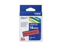 Brother TZe-441 - Standardlim - svart på röd - Rulle (1,8 cm x 8 m) 1 kassett(er) bandlaminat - för Brother PT-D600; P-Touch PT-18, 3600, 9800, D450, D800, E500, E550, H101, H500, P750, P900 TZE441