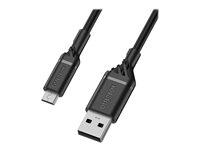 OtterBox Standard - USB-kabel - mikro-USB typ B (hane) till USB (hane) - USB 2.0 - 3 A - 3 m - svart 78-52658