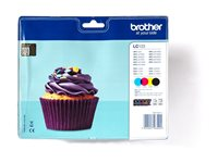 Brother LC123 Value Pack - 4-pack - Lång livslängd - svart, gul, cyan, magenta - original - blister med akustiskt / elektromagnetiskt alarm - bläckpatron - för Brother DCP-J132W, DCP-J172W, DCP-J4110DW, DCP-J552DW, DCP-J752DW LC123VALBPDR