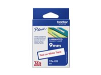 Brother TZe-222 - Rött på vitt - Rulle (0,9 cm x 8 m) 1 kassett(er) bandlaminat - för Brother PT-D210, D600, H110, P750, P950; P-Touch Cube PT-P300; P-Touch Cube Pro PT-P910 TZE222