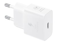 Samsung EP-T2510X - Strömadapter - med datakabel - 25 Watt - 3 A - PD 3.0, PD/PPS, SFC (USB-C) - på kabel: USB-C - vit EP-T2510XWEGEU