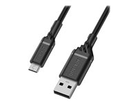 OtterBox Standard - USB-kabel - mikro-USB typ B (hane) till USB (hane) - USB 2.0 - 3 A - 2 m - svart 78-52657