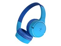 Belkin SoundForm Mini - Hörlurar med mikrofon - på örat - Bluetooth - trådlös - 3,5 mm kontakt - blå AUD002BTBL