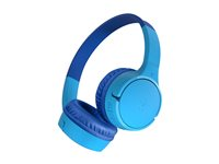 Belkin SoundForm Mini - Hörlurar med mikrofon - på örat - Bluetooth - trådlös, kabelansluten - 3,5 mm kontakt - blå AUD002BTBLV3