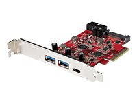 Startech 5-ports USB PCIe-kort - 10 Gbps USB 3.1 Gen 2 PCIe-kort med 1x USB-C och 2x USB-A - 1x 2-ports IDC (intern 5 Gbps USB-expansion) - USB C PCI Express-kontrollerkort - USB-adapter - PCIe 3.0 x4 - USB-C 3.1 Gen 2 x 2 + USB-C 3.2 Gen 2 x 1 - röd PEXUSB312A1C1H