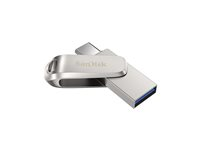 SanDisk Ultra Dual Drive Luxe - USB flash-enhet - 256 GB - USB 3.1 Gen 1 / USB-C - silver SDDDC4-256G-G46