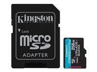 Kingston Canvas Go! Plus - Flash-minneskort (microSDXC till SD-adapter inkluderad) - 256 GB - A2 / Video Class V30 / UHS-I U3 / Class10 - mikroSDXC UHS-I SDCG4/256GB