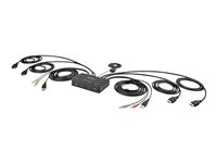StarTech.com 2-Port Dual-Monitor HDMI Cable KVM Switch, 4K 60Hz, Compact KVM with 5ft/1.5m USB-A/HDMI/Audio Integrated Cables, Bus Powered - Remote Push Button/Hotkey Switching (C2-DH46-UA2-CBL-KVM) - Omkopplare för tangentbord/video/mus/ljud/USB - kompakt - 2 x KVM/ljud/USB - 1 lokal användare - skrivbordsmodell C2-DH46-UA2-CBL-KVM
