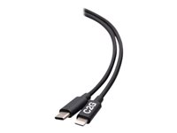 C2G 6ft (1.8m) USB-C Male to Lightning Male Sync and Charging Cable - Black - Lightning-kabel - USB-C hane till Lightning hane - 1.83 m - svart - USB-strömförsörjning (20W), up to 480 Mbps C2G54556