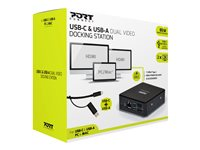 PORT connect USB-C & USB-A Dual Video Docking Station 2 X 2K - Dockningsstation - USB-C / USB 3.0 - 2 x HDMI - 1GbE - 100 Watt - Storbritannien 901908-UK