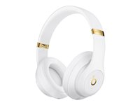 Beats Studio3 Wireless - Hörlurar med mikrofon - fullstorlek - Bluetooth - trådlös - aktiv brusradering - ljudisolerande - vit MX3Y2ZM/A