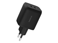 Nokia - Strömadapter - 65 Watt - 2 utdatakontakter (USB-C) - svart - EU 8P00000273