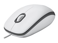 Logitech M100 - Mus - höger- och vänsterhänta - optisk - 3 knappar - kabelansluten - USB - vit 910-001603