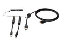 C2G 15ft (4.5m) 4K HDMI Premium Cable and Dongle Adapter Ring with Color Coded Mini DisplayPort and USB-C - Videoadaptersats - svart - 4K60Hz stöd, 4K 30 Hz-stöd (mDP), guldblinkade kontakter C2G30057