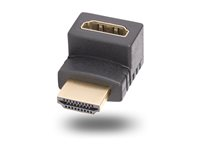 StarTech.com Down Angle HDMI 2.0 Adapter, 90-Degree HDMI Port Saver, M/F - High Speed - HDMI-adapter - HDMI hane till HDMI hona uppåtvinklad - svart - passiv, dubbelriktad, 4K60Hz stöd HDMI2HDMIMFDN