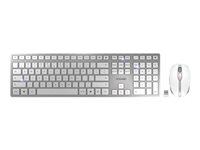 CHERRY DW 9100 SLIM - Sats med tangentbord och mus - trådlös - 2.4 GHz, Bluetooth 4.0 - USA med eurosymbol - vit, silver JD-9100EU-1