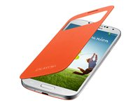 Samsung S View EF-CI950B - Vikbart fodral för mobiltelefon - polyuretan, polykarbonat - orange - för Galaxy S4 EF-CI950BOEGWW