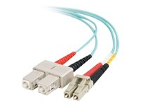 C2G LC-SC 10Gb 50/125 OM3 Duplex Multimode PVC Fiber Optic Cable (LSZH) - Nätverkskabel - SC-läge (multi-mode) (hane) till LC multiläge (hane) - 10 m - 10 m - fiberoptisk - duplex - 50/125 mikron - OM3 - halogenfri - havsblå 85536