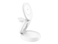 Belkin BoostCharge - Trådlöst laddställ - 3-i-1, magnetisk, kompakt + växelströmsadapter - 15 Watt - vit WIZ034KQWH