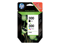 HP 300 - 2-pack - svart, färg (cyan, magenta, gul) - original - bläckpatron - för Deskjet F4210, F4213, F4230, F4235, F4250, F4273, F4274, F4275, F4283, F4288, F4292, F4293 CN637EE