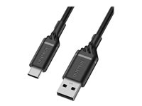 OtterBox Standard - USB-kabel - USB-C (hane) till USB (hane) - USB 2.0 - 3 A - 2 m - svart 78-52659