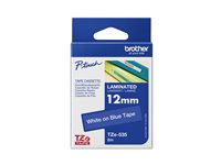 Brother TZe-535 - Vit på blå - Rulle (1,2 cm x 8 m) 1 kassett(er) bandlaminat - för Brother PT-D210, D600, H110; P-Touch PT-1005, D450, D800, P300; P-Touch Cube Pro PT-P910 TZE535