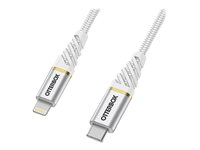 OtterBox Premium - Lightning-kabel - Lightning hane till USB-C hane - 1 m - molnhimmelfärgad vit - USB Power Delivery (60W) 78-52651