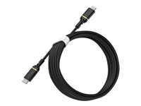 OtterBox Standard - USB-kabel - USB-C (hane) till USB-C (hane) - USB 2.0 - 3 A - 3 m - Strömförsörjningsstöd - svart skimmer 78-52671